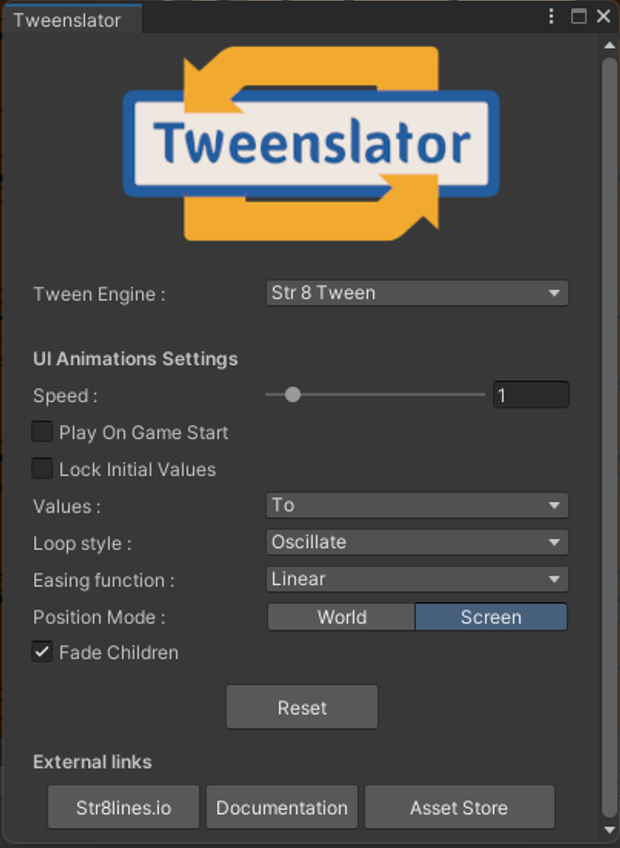 Tweenslator window